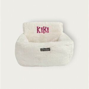 CUSTOM Embroidered Ivory Cloud Dog Car Seat | Luxury car seat